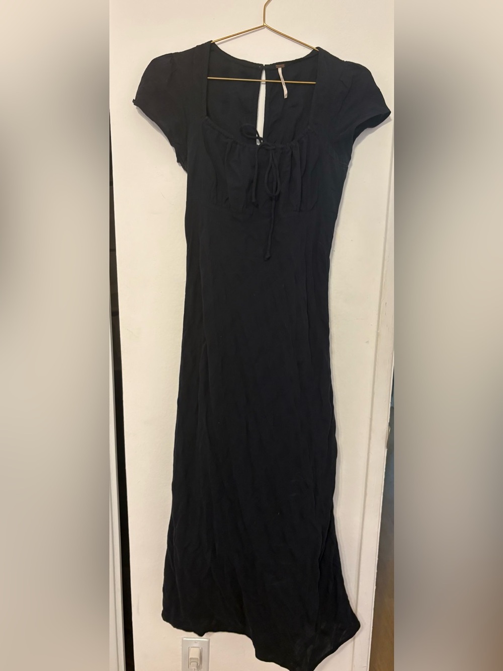 Free People Black Tie-Front Maxi Dress